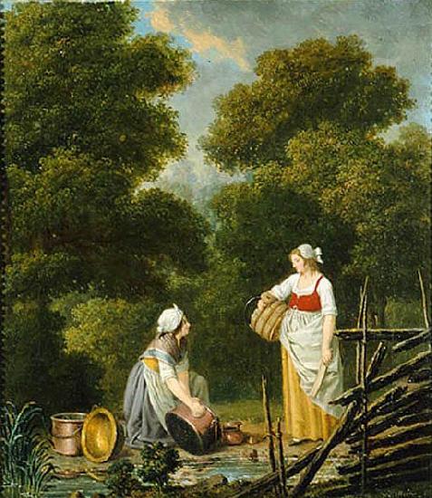 Pehr Hillestrom Two Maid Servants at a Brook oil painting image